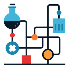 Obraz premium A chemical engineering flowchart icon illustrating 