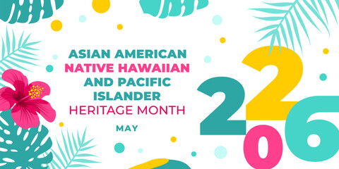 Asian american, native hawaiian and pacific islander heritage month 2026. Vector banner for social media. © dsnovik