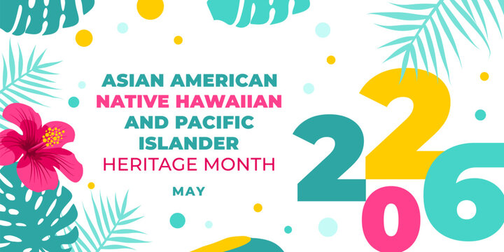 Asian american, native hawaiian and pacific islander heritage month 2026. Vector banner for social media.
