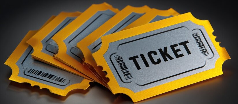 Stack of Yellow Tickets with the Word Ticket.