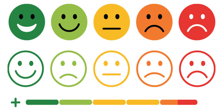 Facial Expression of Feedback Icon, Customer Rating Satisfaction Smiley Vector Illustration