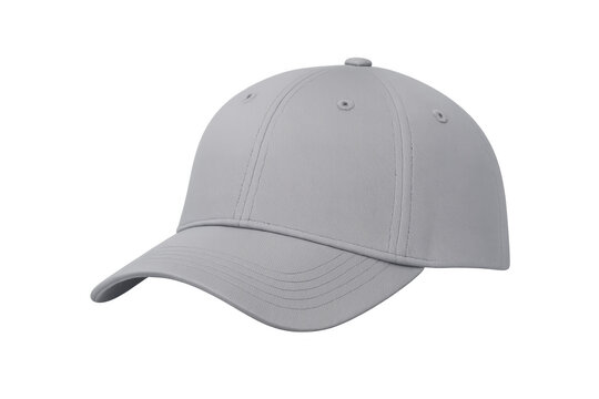 Blank grey baseball cap mockup on transparent background