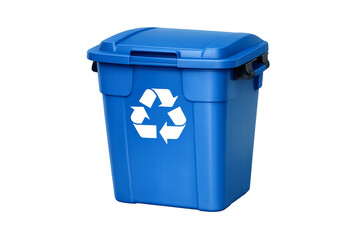 Blue recycling bin promoting waste separation and sustainability