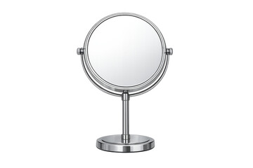 Fototapeta premium Round silver makeup mirror with transparent background