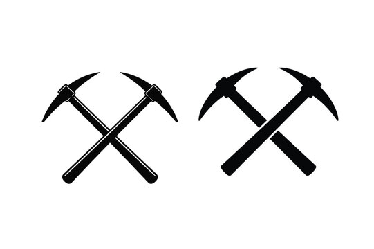 Crossed Pickaxe Mining Tool Icons
