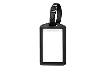 Black leather luggage tag for travel identification