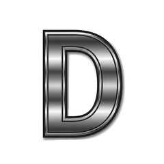 光沢ある金属文字D、黒背景で輝く