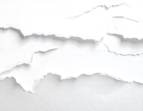 Capas de papel blanco rasgado con textura y sombras suaves