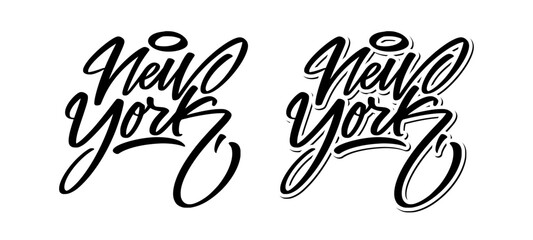 Fototapeta premium New York Hand Drawn Lettering Typography. Iconic Urban City Script for Streetwear Apparel and Hip Hop Culture Design.
