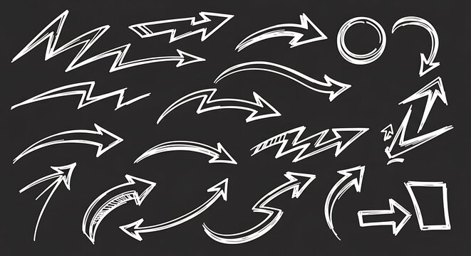 Hyper-Realistic Graffiti Arrow and Directional Elements Set - Sharp Wildstyle Arrows, Curved Pointers, and Angular Directional Marks on a Dark Charcoal Background