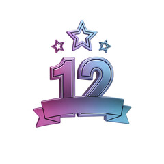 数字の12と星の装飾的なイラスト