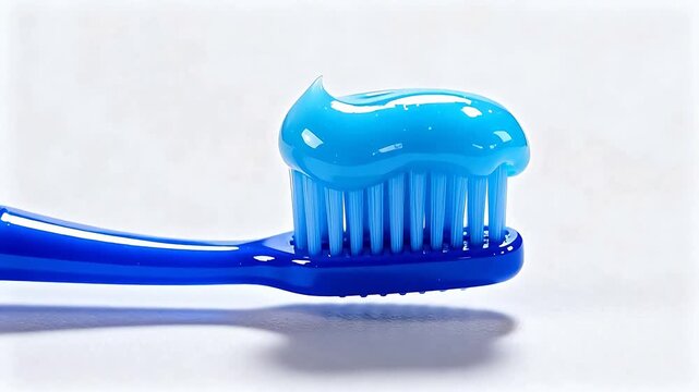 Blue toothbrush with toothpaste