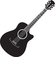 Fototapeta premium Traditional Acoustic Dreadnought Guitar Silhouettes in Warm Studio Light