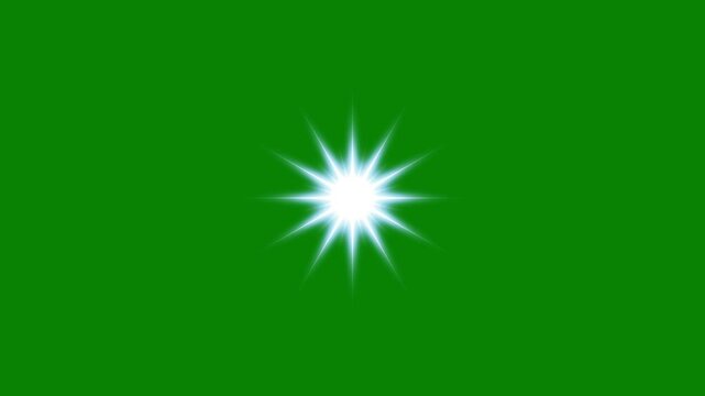 Shimmering twinkling star sparkle effect, flat vector doodle white stars blinking with glowing glitter dust, festive starry night sky overlay on green screen background, seamless looping animation 4K