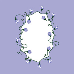  An elegant floral frame. Borders and dividers, frames and branches. Hand-drawn herbs and leaves for a wedding invitation. Botanical rustic style with trendy plants. © Iuliana