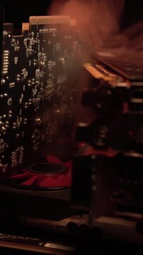 Vertical View of Graphic Cards and Smoke, Computer Hardware and Electronic Waste