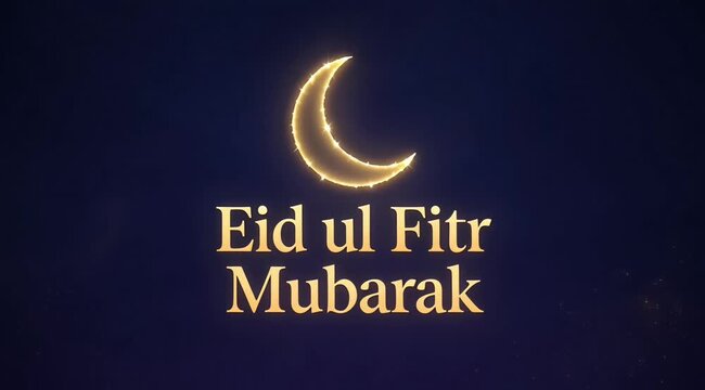 Eid ul Fitr greeting card with crescent moon and stars