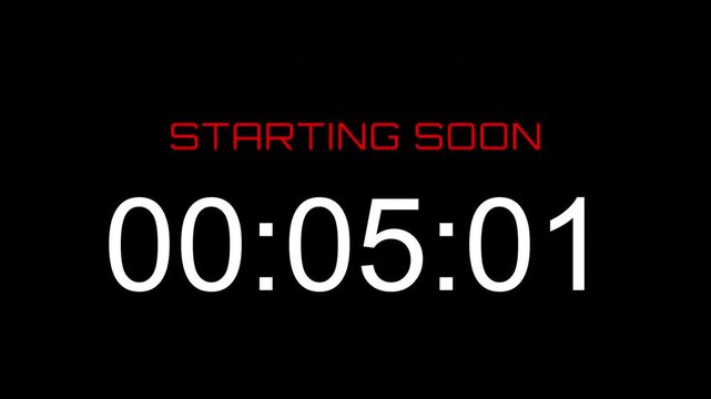 Streaming starting soon with red text "starting soon". Perfect for livestreams, webinars, events, and video productions. High quality 4K footage
