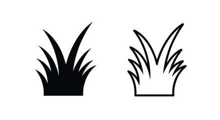 Simple black and white illustration of two grass tufts © APIM02SN