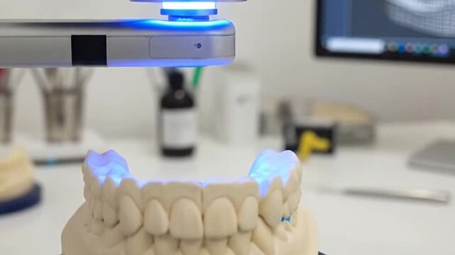 Dental scanner uses blue light to create a precise 3D model of teeth