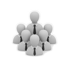 グレーの集団人物アイコン、チームワーク表現