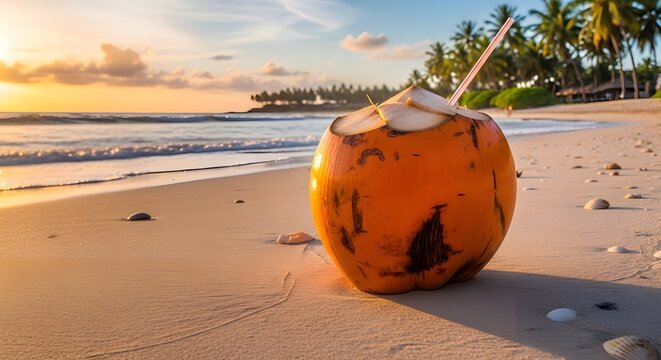  king coconut  on  a summer beach
