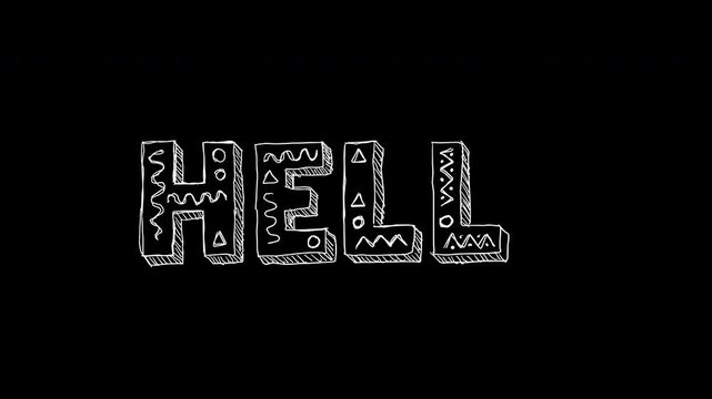 Hand Drawn Hello Word White Line Art Animated Video 4K Alpha Transparent