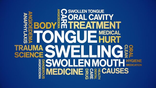 Tongue Swelling animated word cloud-text design animation tag kinetic typography seamless loop.
