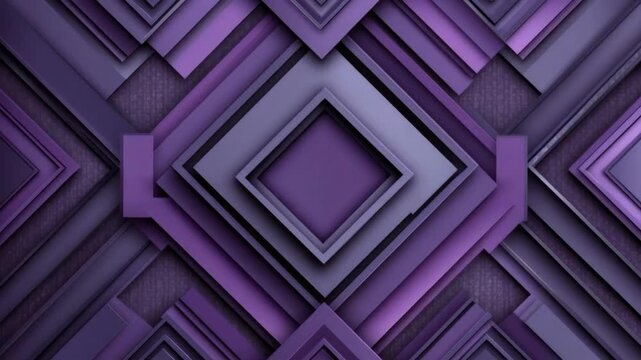 Geometric purple abstract background with symmetrical layered squares and rectangles