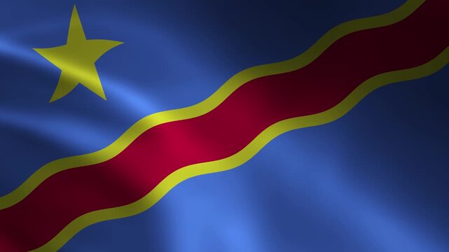 Democratic Republic Cong Country Flag Waving In Air Full Screen Animation