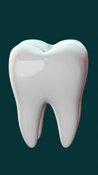 white tooth spinning, vertical video ( 3d render)