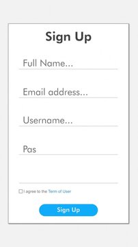 mobile app template for login, flat style, vertical video