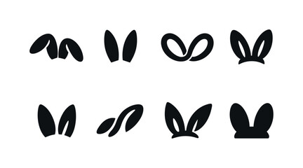 One stroke bunny ear collection. Filled icon set of One stroke bunny ear collection: single line floppy ears,