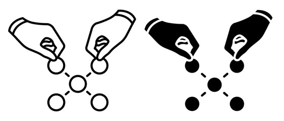 Obraz premium Linear icon. Building a successful business model by an entrepreneur team. Simple vector isolated on white background