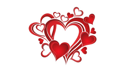 Red Heart Love Design Romantic Valentine Illustration On Isolated Transparent Background