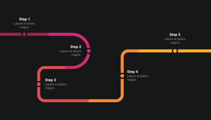 Dark Business Roadmap Infographic Template With Five Steps