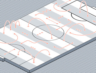 Isometric soccer field with tactical lines and goal strategy © hombrelogo