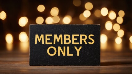 members only sign on a table decorated with lights