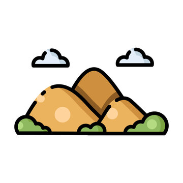 Chocolate Hills Philippines Landmark Icon Vector Illustration in Flat Line Art Style