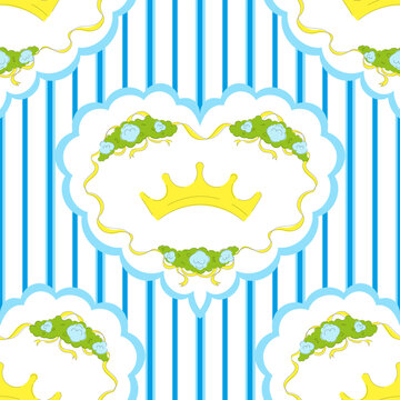 Romantic seamless pattern with crowns. Bridgerton style print