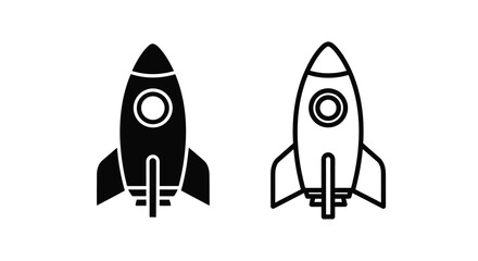 Two rocket ship icons one filled and one outlined displayed side by side © Gahima