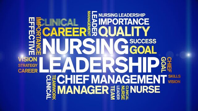 Nursing Leadership animated word cloud-text design animation tag kinetic typography seamless loop.