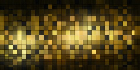 Fototapeta premium Abstract golden mosaic pattern illuminates with a warm, glowing central highlight