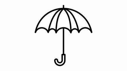 Umbrella Line Drawing Icon &ndash; Weather & Protection Symbol