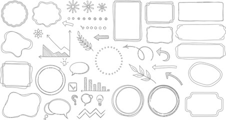 doodle hand drawn rectangle frames set. rectangle shape. Scribble pencil square empty text box. Line border design