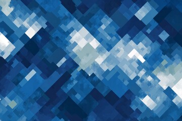 Abstract geometric pattern composed of overlapping blue and white squares at diagonal angles