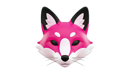 Fototapeta premium Pink 3D Fox Head Icon