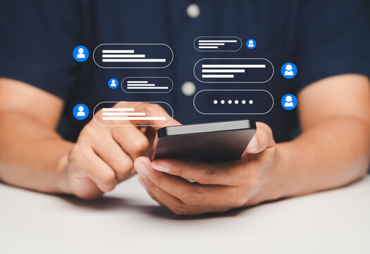 Person chatting on smartphone with messaging app interface