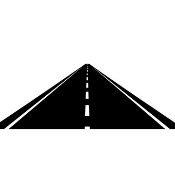 A simple black road stretches into the distance vanishing point