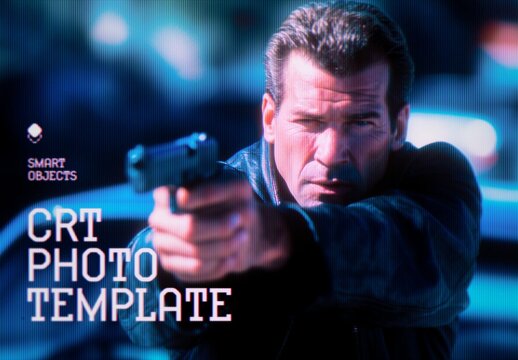 CRT Photo Effect Mockup